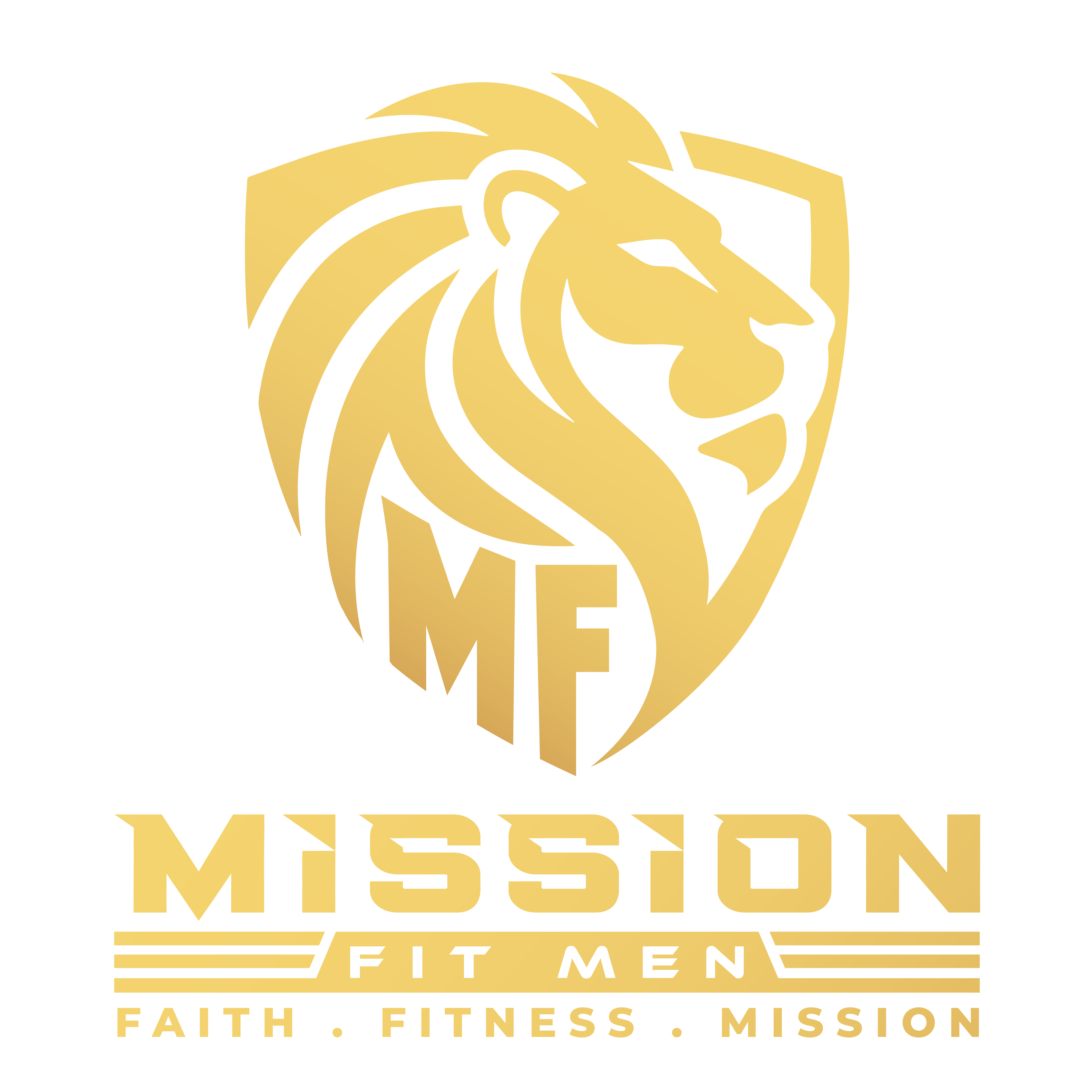Mission Fit Men gold lion shield logo